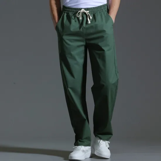 OUKU Men's Trousers Casual Pants Pocket Drawstring Elastic Waist Plain Comfort Sports Outdoor Daily Fashion Casual ArmyGreen Black Micro-elastic