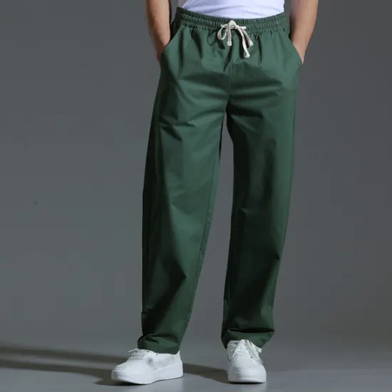 OUKU Men's Trousers Casual Pants Pocket Drawstring Elastic Waist Plain Comfort Sports Outdoor Daily Fashion Casual ArmyGreen Black Micro-elastic