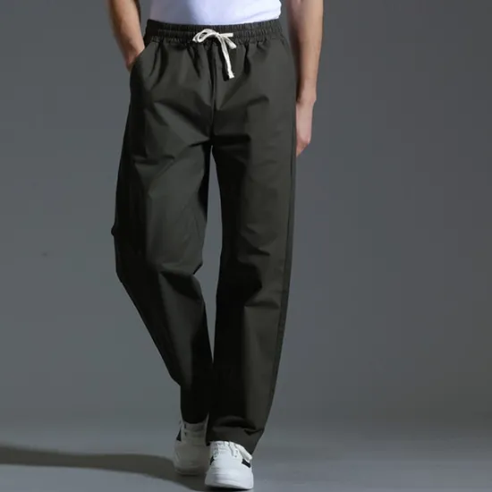 OUKU Men's Trousers Casual Pants Pocket Drawstring Elastic Waist Plain Comfort Sports Outdoor Daily Fashion Casual ArmyGreen Black Micro-elastic