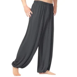 OUKU Men's Trousers Casual Pants Baggy Harem Pants Flowy Solid Color Plain Breathable Soft Full Length Yoga Casual Trousers Casual / Sporty Loose Fit Black White Micro-elastic