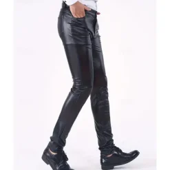Sale OUKU Men's Trousers Casual Pants Lederhosen Pocket Plain Comfort Outdoor Daily Fashion Casual Micro-elastic Black