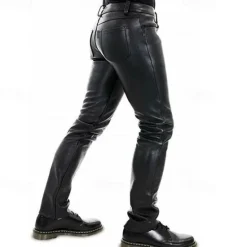 New OUKU Men's Trousers Casual Pants Lederhosen Buttons Pocket Plain Comfort Daily Vacation Fashion Casual Micro-elastic Black