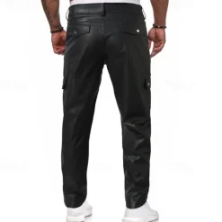 Hot OUKU Men's Trousers Casual Pants Lederhosen Pocket Elastic Waist Plain Comfort Outdoor Daily Fashion Casual Black Red Micro-elastic