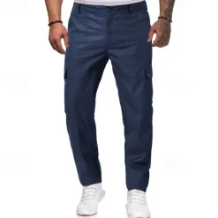 Hot OUKU Men's Trousers Casual Pants Lederhosen Pocket Elastic Waist Plain Comfort Outdoor Daily Fashion Casual Black Red Micro-elastic