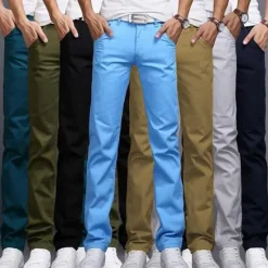 New OUKU Men's Trousers Chinos Casual Pants Jogger Pants Front Pocket Plain Comfort Breathable Formal Business Classic Smart Casual Wine Red Royal Blue