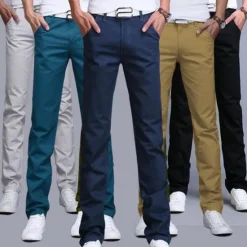 New OUKU Men's Trousers Chinos Casual Pants Jogger Pants Front Pocket Plain Comfort Breathable Formal Business Classic Smart Casual Wine Red Royal Blue