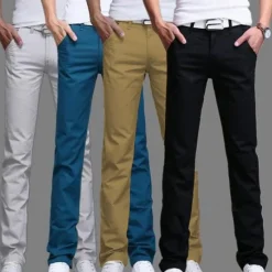 New OUKU Men's Trousers Chinos Casual Pants Jogger Pants Front Pocket Plain Comfort Breathable Formal Business Classic Smart Casual Wine Red Royal Blue