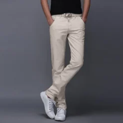 New OUKU Men's Trousers Chinos Casual Pants Jogger Pants Front Pocket Plain Comfort Breathable Formal Business Classic Smart Casual Wine Red Royal Blue