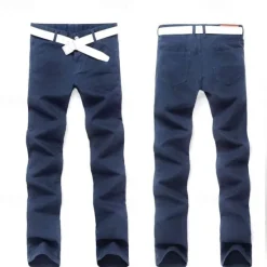 New OUKU Men's Trousers Chinos Casual Pants Jogger Pants Front Pocket Plain Comfort Breathable Formal Business Classic Smart Casual Wine Red Royal Blue