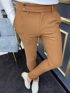 Clearance OUKU Men's Trousers Chinos Chino Pants Gurkha Pants Pocket High Rise Plain Comfort Breathable Outdoor Daily Going out Fashion Casual Green Khaki