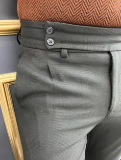 Clearance OUKU Men's Trousers Chinos Chino Pants Gurkha Pants Pocket High Rise Plain Comfort Breathable Outdoor Daily Going out Fashion Casual Green Khaki