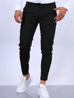Clearance OUKU Men's Trousers Chinos Chino Pants Pocket Plain Comfort Breathable Outdoor Daily Going out Fashion Streetwear Black Orange