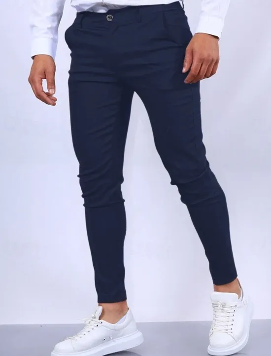 Clearance OUKU Men's Trousers Chinos Chino Pants Pocket Plain Comfort Breathable Outdoor Daily Going out Fashion Streetwear Black Orange