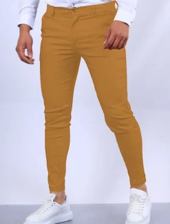 Clearance OUKU Men's Trousers Chinos Chino Pants Pocket Plain Comfort Breathable Outdoor Daily Going out Fashion Streetwear Black Orange