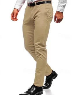 Outlet OUKU Men's Trousers Chinos Chino Pants Pocket Plain Comfort Breathable Outdoor Daily Going out Fashion Casual Black White