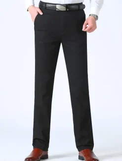 Online OUKU Men's Trousers Chinos Chino Pants Pocket Plain Comfort Breathable Outdoor Daily Going out Fashion Casual Black White