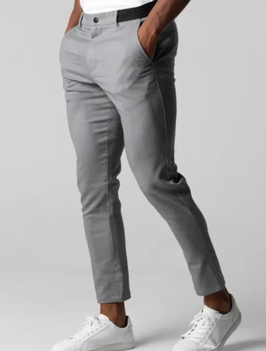 Discount OUKU Men's Trousers Chinos Chino Pants Pocket Plain Comfort Breathable Outdoor Daily Going out Fashion Casual Black Dark Blue