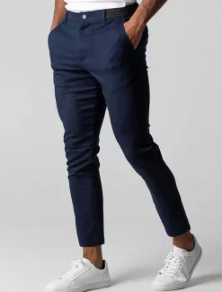Discount OUKU Men's Trousers Chinos Chino Pants Pocket Plain Comfort Breathable Outdoor Daily Going out Fashion Casual Black Dark Blue