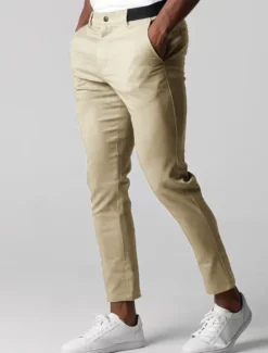Discount OUKU Men's Trousers Chinos Chino Pants Pocket Plain Comfort Breathable Outdoor Daily Going out Fashion Casual Black Dark Blue
