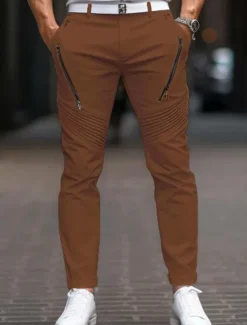 Discount OUKU Men's Trousers Chinos Chino Pants Pocket Plain Comfort Breathable Outdoor Daily Going out Fashion Casual Black White Stretchy