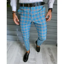 Best OUKU Men's Trousers Chinos Chino Pants Pencil Pants Plaid Dress Pants Plaid Checkered Anti-wrinkle Business Office Party Classic Smart Casual 1 3