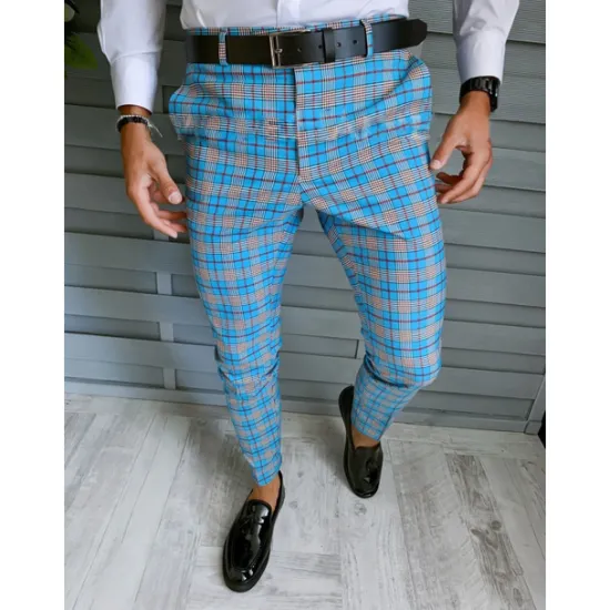 Best OUKU Men's Trousers Chinos Chino Pants Pencil Pants Plaid Dress Pants Plaid Checkered Anti-wrinkle Business Office Party Classic Smart Casual 1 3