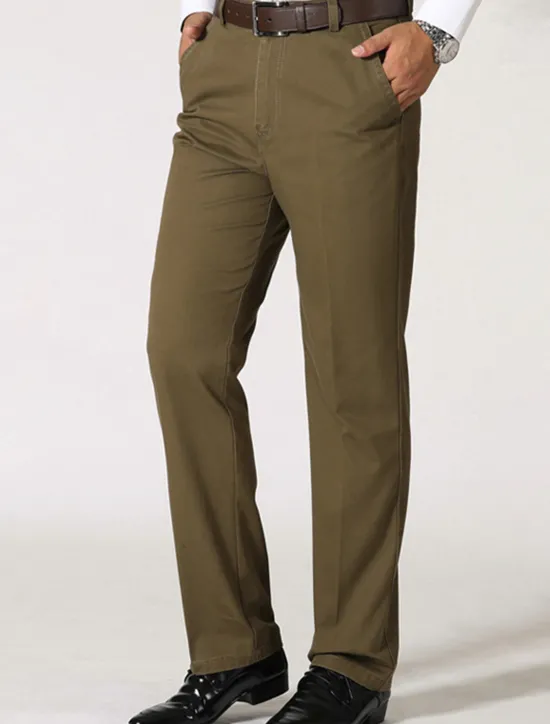 Best OUKU Men's Trousers Chinos Chino Pants Pocket Straight Leg Plain Comfort Breathable Outdoor Daily Going out Fashion Casual Black Army Green