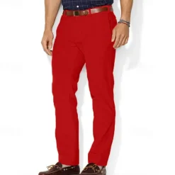 Hot OUKU Men's Trousers Chinos Chino Pants Jogger Pants Pocket Straight Leg Plain Comfort Outdoor Outdoor Halloween Daily Fashion Streetwear White Red
