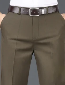 Best OUKU Men's Trousers Chinos Chino Pants Pocket Plain Comfort Breathable Outdoor Daily Going out Fashion Casual Black Khaki