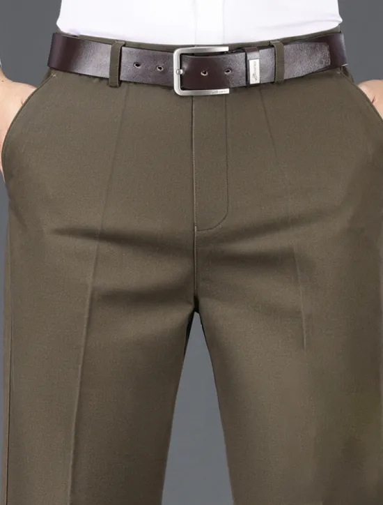 Best OUKU Men's Trousers Chinos Chino Pants Pocket Plain Comfort Breathable Outdoor Daily Going out Fashion Casual Black Khaki