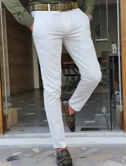 Clearance OUKU Men's Trousers Chinos Chino Pants Pocket Plain Comfort Breathable Outdoor Daily Going out Fashion Casual Black White