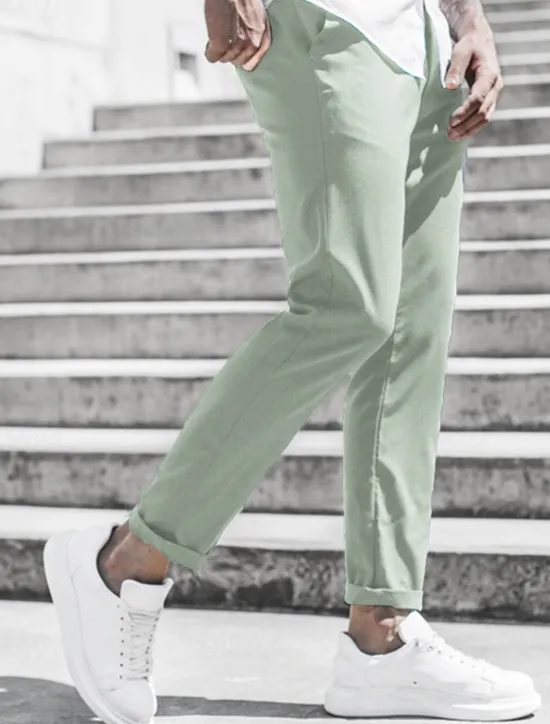 New OUKU Men's Trousers Chinos Cropped Pants Casual Pants Buttons Pocket Plain Comfort Formal Party Work Fashion Classic Style ArmyGreen Black Micro-elastic