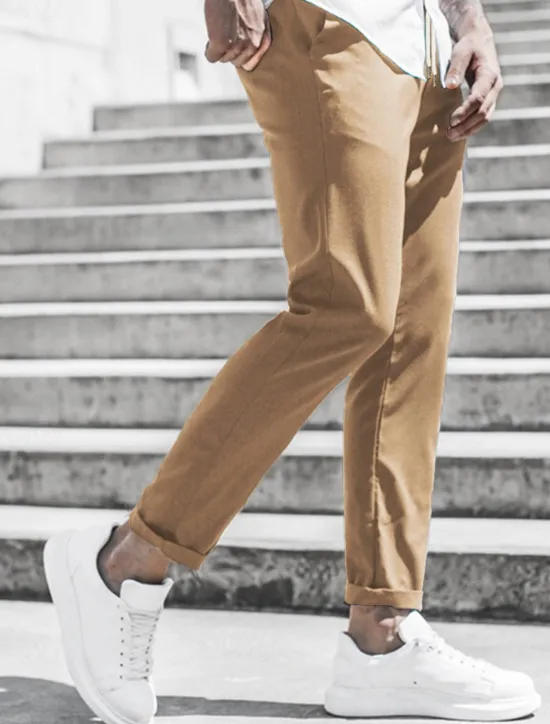 New OUKU Men's Trousers Chinos Cropped Pants Casual Pants Buttons Pocket Plain Comfort Formal Party Work Fashion Classic Style ArmyGreen Black Micro-elastic
