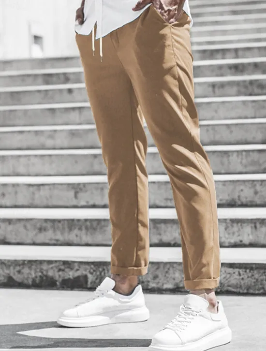 New OUKU Men's Trousers Chinos Cropped Pants Casual Pants Buttons Pocket Plain Comfort Formal Party Work Fashion Classic Style ArmyGreen Black Micro-elastic