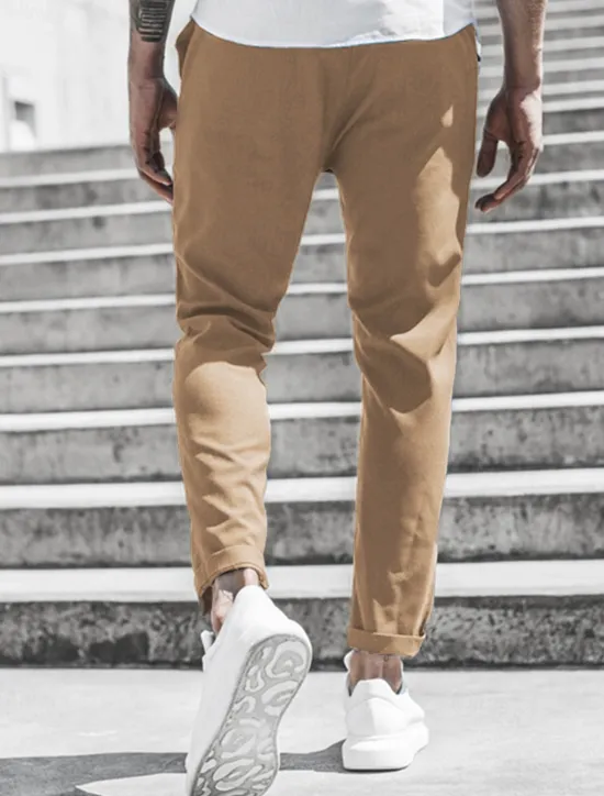 New OUKU Men's Trousers Chinos Cropped Pants Casual Pants Buttons Pocket Plain Comfort Formal Party Work Fashion Classic Style ArmyGreen Black Micro-elastic