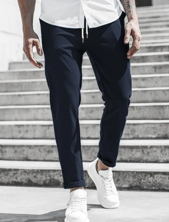 New OUKU Men's Trousers Chinos Cropped Pants Casual Pants Buttons Pocket Plain Comfort Formal Party Work Fashion Classic Style ArmyGreen Black Micro-elastic