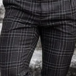 Sale OUKU Men's Trousers Chinos Jogger Pants Plaid Dress Pants Pocket Lattice Breathable Soft Business Casual Daily Fashion Streetwear Black Light Green
