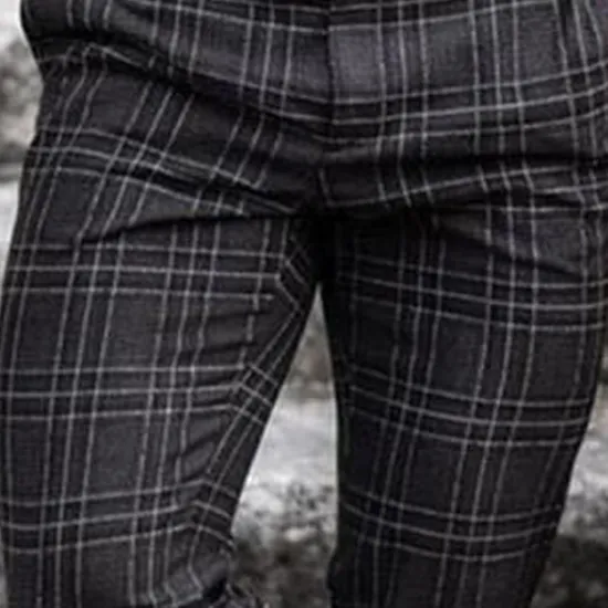 Sale OUKU Men's Trousers Chinos Jogger Pants Plaid Dress Pants Pocket Lattice Breathable Soft Business Casual Daily Fashion Streetwear Black Light Green