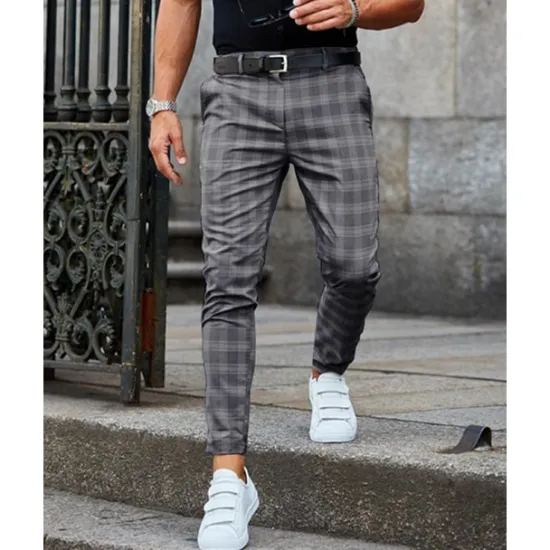 Sale OUKU Men's Trousers Chinos Jogger Pants Plaid Dress Pants Pocket Lattice Breathable Soft Business Casual Daily Fashion Streetwear Black Light Green