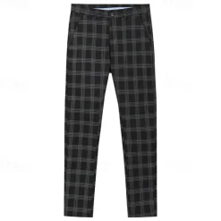 Sale OUKU Men's Trousers Chinos Jogger Pants Plaid Dress Pants Pocket Lattice Breathable Soft Business Casual Daily Fashion Streetwear Black Light Green