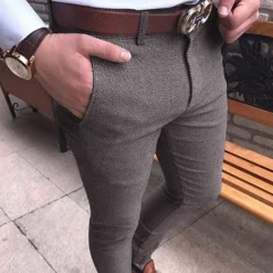 Discount OUKU Men's Trousers Chinos Jogger Pants Zipper Pocket Plain Full Length Formal Business Classic Smart Casual Black Light gray