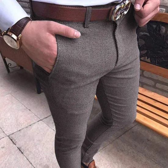 Discount OUKU Men's Trousers Chinos Jogger Pants Zipper Pocket Plain Full Length Formal Business Classic Smart Casual Black Light gray