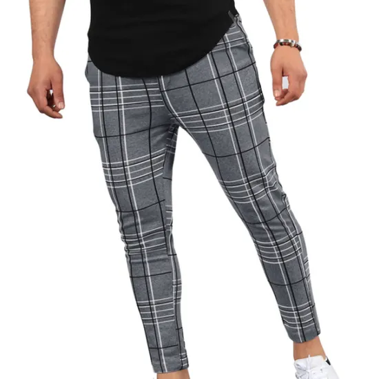 New OUKU Men's Trousers Chinos Jogger Pants Pocket Grid / Plaid Breathable Soft Casual Daily Fashion Streetwear Black White Micro-elastic