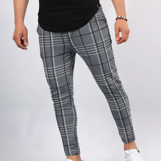 New OUKU Men's Trousers Chinos Jogger Pants Pocket Grid / Plaid Breathable Soft Casual Daily Fashion Streetwear Black White Micro-elastic