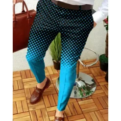 Hot OUKU Men's Trousers Chinos Jogger Pants Patchwork Zipper Pocket Graphic Prints Geometry Business Casual Trousers Punk & Gothic Slim Yellow Red Micro-elastic