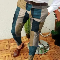 Best OUKU Men's Trousers Chinos Jogger Pants Pocket Print Straight Leg Lattice Graphic Prints Comfort Outdoor Daily Going out Fashion Streetwear White Yellow