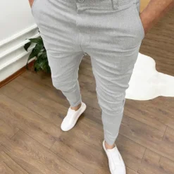Sale OUKU Men's Trousers Chinos Jogger Pants Pocket Plain Comfort Outdoor Full Length Formal Business Daily Streetwear Chino Black Blue Stretchy
