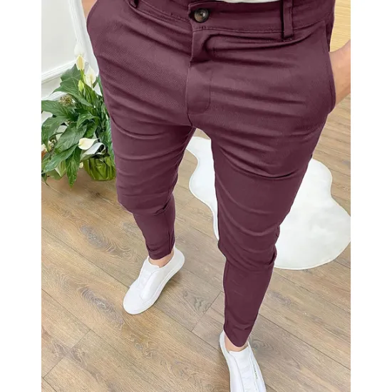 Sale OUKU Men's Trousers Chinos Jogger Pants Pocket Plain Comfort Outdoor Full Length Formal Business Daily Streetwear Chino Black Blue Stretchy