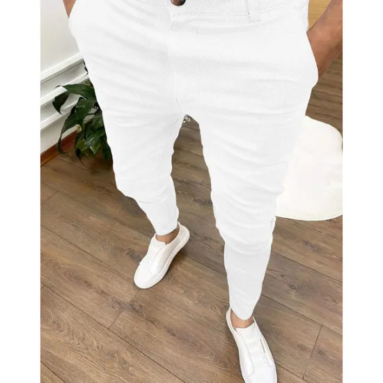Sale OUKU Men's Trousers Chinos Jogger Pants Pocket Plain Comfort Outdoor Full Length Formal Business Daily Streetwear Chino Black Blue Stretchy