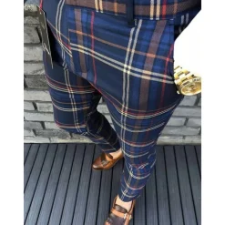 Clearance OUKU Men's Trousers Chinos Pants Trousers Pencil Pants Jogger Pants Pocket Classic Lattice Comfort Outdoor Full Length Formal Business Daily Chino Smart Casual Black Blue
